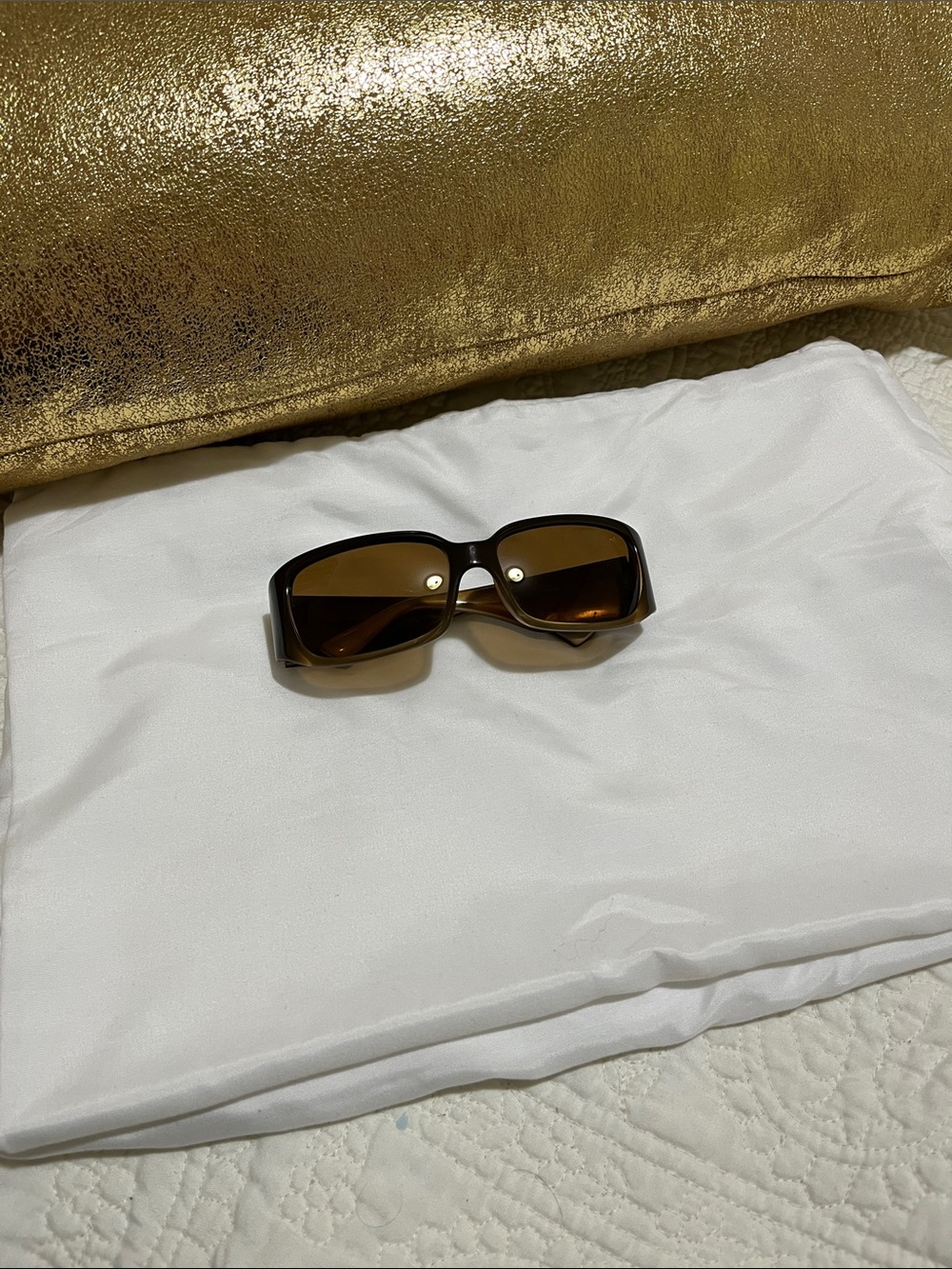 Fendi Women's Brown and Gold Frame Sunglasses with Brown Lenses